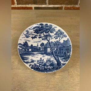VTG Blue And White English Village Transferware Lunch Plate 5 3/4" Japan